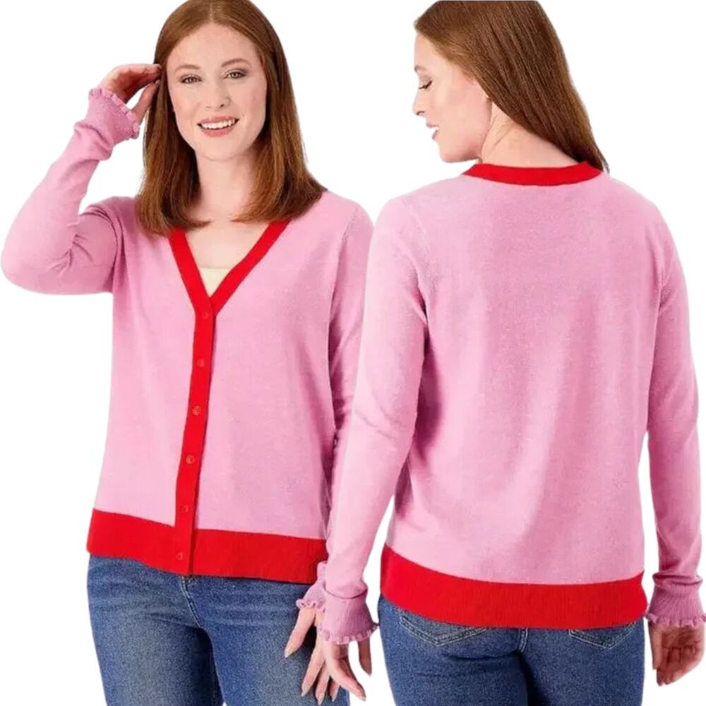 Candace Cameron Bure Surfside Button-Front V-Neck Cardigan Size XS NWT